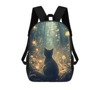 sinyumoney Cat in Enchanted Forest Mochilas Para Niños Mochila Escolar Mochila Escolar Impresa En 3D Para Niños Estudiantes De Primaria Y Secundaria 17inch