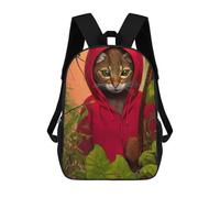 sinyumoney Cat in Red Hoodie Mochila Infantil Para Niñas Y Niños, Mochila De Día, Escuela Primaria, Perfecta Para La Vuelta Al Cole O Educación Física, Regalos Y Viajes 17inch