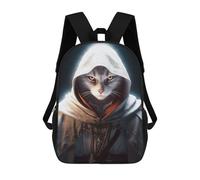 sinyumoney Cat in Robe with Hood Mochila Infantil Para Niñas, Mochila Escolar 3D, Mochila Para Niños Pequeños, Mochila Informal De Día, Mochila Escolar De Moda 17inch