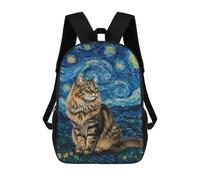 sinyumoney Cat in Starry Night Style Mochila Escolar Infantil Impresa En 3D Para Niños, Mochilas De Viaje, Bolsas Para Libros, Mochila Escolar Infantil 17inch