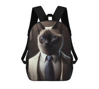 sinyumoney Cat in Suit Portrait -2 Mochila Infantil Para Niñas Y Niños, Mochila De Día, Escuela Primaria, Perfecta Para La Vuelta Al Cole O Educación Física, Regalos Y Viajes 17inch