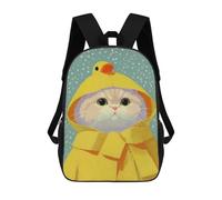 sinyumoney Cat in Yellow Duck Raincoat Portrait Mochila Ligera Informal Para El Día A Día, Mochila Escolar Para Adolescentes, Chicas, Chicos, Mujeres Y Hombres 17inch