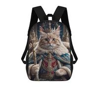 sinyumoney Cat King in Royal Attire Mochila De Moda Para Papelería, Impermeable, Informal, Para Hombres, Mujeres Y Adolescentes 17inch