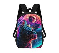 sinyumoney Cat Looking at The Moon Mochila Escolar Para Niñas 17inch Mochila Informal Ligera Para Niños Y Niñas, Ideal Para Estudiantes De Secundaria
