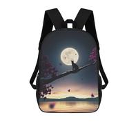 sinyumoney Cat Moon And Stars 3D Mochila Escolar Impresa En 3D Para Niños, Mochila Escolar, Mochilas De Viaje, Bolso Informal De Moda Para Niños Y Estudiantes 17inch
