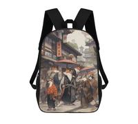 sinyumoney Cat Moon Night - Mochila escolar ligera para adolescentes, niñas, niños, mujeres, hombres, Edo Fox Village, 17"
