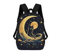 sinyumoney Cat Moon Night Mochila Escolar Mochila De Día Mochila De Negocios Mochila Impermeable Para Libros Para Hombres/mujeres 17inch