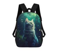 sinyumoney Cat Mystic Glowing Night Mochilas De Moda Impresas En 3D 17inch Mochila Escolar Informal Para Niños De Primaria Y Secundaria