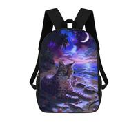 sinyumoney Cat on A Tropical Beach Mochila Escolar Para Niños Mochila Escolar Impresa En 3D Mochila Escolar De Moda Para Niños De Primaria Y Secundaria 17inch
