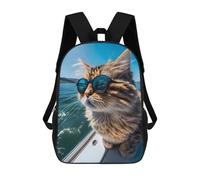 sinyumoney Cat on A Yacht Mochila Escolar Impresa En 3D Para Niños Y Niñas, Mochila Escolar, Mochila De Viaje Para Niños 17inch