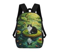 sinyumoney Cat on Lily Pad Painting Mochila Escolar Infantil Impresa En 3D Para Niños, Mochila De Viaje De Alta Capacidad, Bolsas Para Libros, Mochila Escolar Infantil 17inch