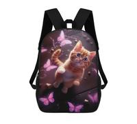 sinyumoney Cat Pink Butterflies Mochila Escolar Infantil Estampada Para Adultos Y Niños, Mochila De Viaje Para El Día A Día 17inch