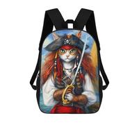 sinyumoney Cat Pirate Captain Illustration Mochila, Mochila Escolar Impresa En 3D, Bolsa Para El Almuerzo Escolar, Mochila De Viaje, Mochila Para Amigos, Mochila Escolar Para Niñas Y Niños 17inch