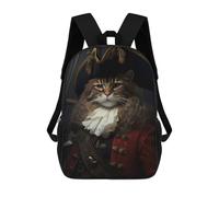 sinyumoney Cat Pirate in A Hat Mochila Escolar Grande, Ligera E Informal: Perfecta Para Viajes, Trabajo Y Uso Diario 17inch