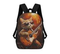 sinyumoney Cat Playing Guitar Painting Mochila Escolar Resistente Al Agua, Mochila Escolar De Negocios Para Hombres/mujeres 17inch