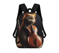 sinyumoney Cat Playing The Cello Mochila Escolar Grande, Ligera E Informal: Perfecta Para Viajes, Trabajo Y Uso Diario 17inch