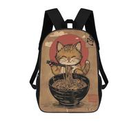 sinyumoney Cat Ramen Japan Mochila Escolar Infantil, Mochilas Impresas En 3D, Mochilas Escolares De Moda Para Niños De Primaria Y Secundaria 17inch