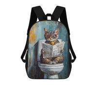 sinyumoney Cat Reading Newspaper on Toilet-7 Mochila Escolar De 17 Pulgadas Impresa En 3D Mochilas Infantiles Mochila Genial Impresa En 3D Para Niños De Primaria Y Secundaria