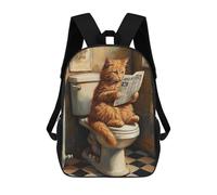 sinyumoney Cat Reading Newspaper on Toilet-8 Mochila Escolar De 17 Pulgadas Para Adolescentes, Con Estampado 3D, Ajustable Y Con Bolsillos, Ideal Para Niños, Niñas Y Estudiantes.