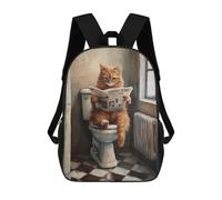 sinyumoney Cat Reading Newspaper on Toilet-9 Mochila Escolar Impresa En 3D 17inch Mochilas De Moda Para Niños, Mochilas Escolares Para Niños De Primaria Y Secundaria