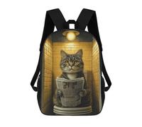 sinyumoney Cat Reading Newspaper on Toilet Mochila Infantil, Mochila Escolar Impresa En 3D, Mochila Para Niños Y Niñas, Mochila Escolar Ajustable Para La Escuela Primaria 17inch