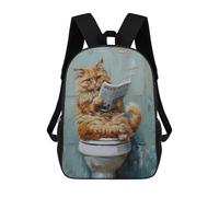 sinyumoney Cat Reading Newspaper on Toilet Mochilas Para Niños Mochila Escolar Mochila Escolar Impresa En 3D Para Niños Estudiantes De Primaria Y Secundaria 17inch