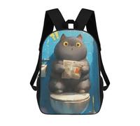 sinyumoney Cat Reading on Toilet Mochilas Impresas En 3D Para Niños, Mochila Escolar, Mochila Informal Para Exteriores, Mochila Informal De Moda Para Niños, Lindas Bolsas De Viaje 17inch