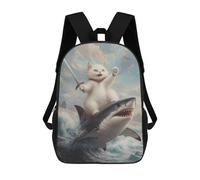sinyumoney Cat Riding Shark Mochila Escolar Mochila Para Niños Impresa En 3D Mochilas Infantiles Para Niños Y Niñas Mochilas Escolares Mochilas De Viaje Para Niños 17inch