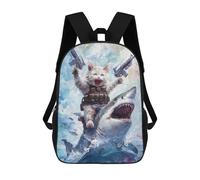 sinyumoney Cat Riding Shark Mochila Infantil, Mochila Escolar Infantil, Mochilas Escolares Impresas En 3D Para Niños Y Estudiantes Adolescentes 17inch