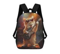 sinyumoney Cat Rock Star Guitar -3 Mochila Escolar Grande Para Niños Para El Campus, Actividades Al Aire Libre, Viajes Y Deportes 17inch
