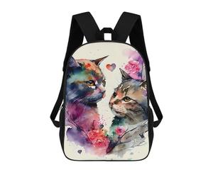 sinyumoney Cat Romantic Couple Mochila De Moda Para Papelería, Impermeable, Informal, Para Hombres, Mujeres Y Adolescentes 17inch