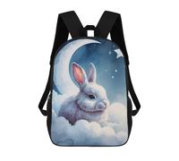 Sinyumoney Cat Santa Hat Xmas mochila escolar impermeable, mochila profesional para campus, viajes y deportes al aire libre, Sleepy White Rabbit On Clouds Watercolor, 17"
