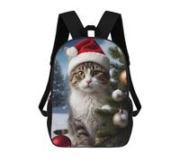 sinyumoney Cat Santa Hat Xmas Mochila Escolar Infantil Impresa En 3D Para Niños, Mochilas De Viaje, Bolsas Para Libros, Mochila Escolar Infantil 17inch