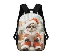 sinyumoney Cat Santa Reading Mochila Escolar Infantil, Mochilas Impresas En 3D, Mochilas Escolares De Moda Para Niños De Primaria Y Secundaria 17inch