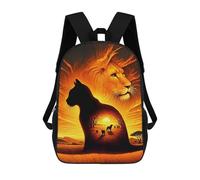 sinyumoney Cat Silhouette Lion Sunset Mochila, Mochila Infantil, Mochila Escolar Para Estudiantes, Mochila Para Libros, Mochila Escolar Impresa En 3D Para Niños Y Niñas 17inch