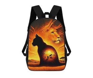 sinyumoney Cat Silhouette Lion Sunset Mochilas Para Niños Mochila Escolar Mochila Escolar Impresa En 3D Para Niños Estudiantes De Primaria Y Secundaria 17inch