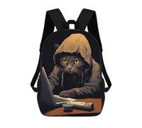sinyumoney Cat Sits at The Computer Mochila Escolar Secundaria Informal Para Viajes, Bolsos Escolares Para Adolescentes, Chicas, Chicos, Mujeres Y Hombres 17inch