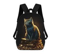 sinyumoney Cat Sitting on Pile Gold Mochila Escolar Infantil Impresa En 3D Mochila De Viaje De Alta Capacidad Bolsas Para Libros Mochila Infantil 17inch