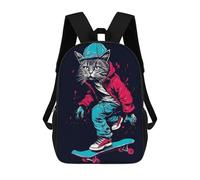sinyumoney Cat Skate Board Mochilas Para Niños Mochila Escolar Mochila Escolar Impresa En 3D Para Niños Estudiantes De Primaria Y Secundaria 17inch