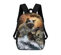 sinyumoney Cat Storms The Seas Mochila Escolar Infantil Impresa En 3D Para Niños, Mochilas De Viaje De Alta Capacidad, Bolsas Para Libros, Mochila Escolar Infantil 17inch