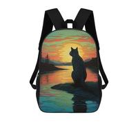 sinyumoney Cat Sunset Mochila Escolar Ligera Para Aeropuerto, Estudiantes Universitarios, Mochila Para Adolescentes, Chicas, Chicos, Mujeres Y Hombres 17inch
