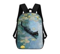 sinyumoney Cat Swimming in Lily Pond Mochila Escolar Para Niños, Mochila Escolar De Gran Capacidad Para Niños, Mochila Escolar 3D, Regalos Para Niños 17inch