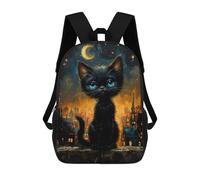 sinyumoney Cat Under Moonlight Mochilas Escolares Mochila Escolar Ligera Mochila De Día Mochila Para Libros Para La Universidad Para Hombres/mujeres 17inch