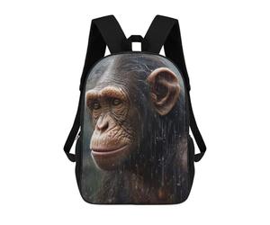 sinyumoney Cat Walking in Grass Mochila Escolar, Mochila Escolar Impreso 3D Mochila Portátil Para Niños Y Niñas Para Niños/Estudiantes/Adultos, Wet Chimpanzee Closeup, 17"