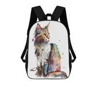 sinyumoney Cat Watercolor Art Mochila Escolar Infantil Impresa En 3D Para Niños, Mochila De Viaje De Alta Capacidad, Mochilas Para Libros De 17 Pulgadas Para Niños