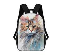 sinyumoney Cat Watercolor Mochila De Moda Para Papelería, Impermeable, Informal, Para Hombres, Mujeres Y Adolescentes 17inch