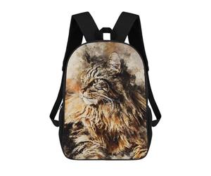 sinyumoney Cat Watercolort Art Mochila Escolar Infantil Con Impresión 3D, Mochila Escolar Informal Para Niños De Primaria Y Secundaria 17inch