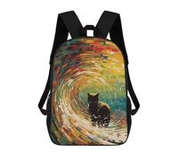 sinyumoney Cat Wave Mochila Escolar Para Niños De 17 Pulgadas, Mochila Informal De Viaje Para Niños Y Niñas, Mochila De Gran Capacidad Para El Día A Día 17inch