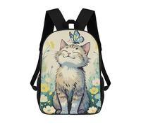 sinyumoney Cat with Butterfly in Flower Field Mochila Escolar Para Ordenador, Para El Colegio/trabajo/viajes Para Niñas, Niños Y Adolescentes 17inch