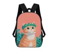 sinyumoney Cat with Flower Crown Illustration Mochila Escolar Para Ordenador Portátil Para La Escuela/trabajo/viajes: Perfecta Para Viajes, Trabajo Y Uso Diario 17inch